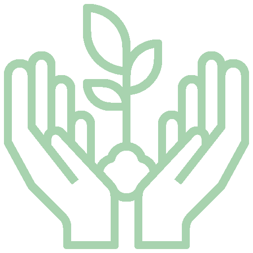 Icon für Nachhaltiges Geschäftsmodell der Hidden Champions im SHC; Hand mit Pflanze